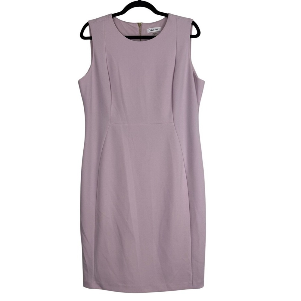 Calvin Klein Light Pink Soft Tan Scoop Neck‎ Sheath Dress Size 14